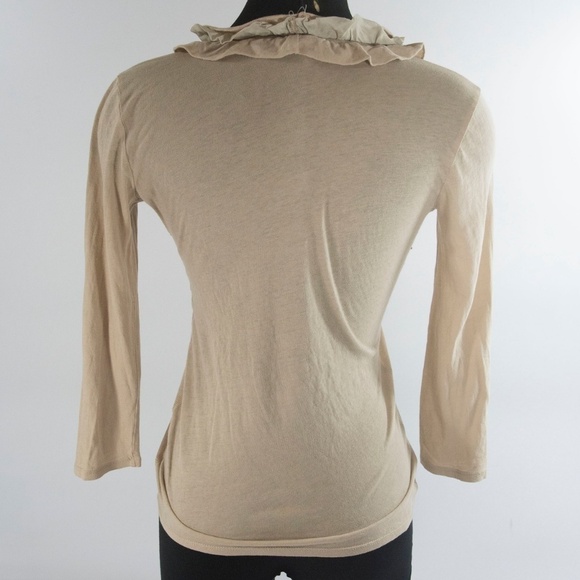 J Crew Ruffle Button Down Fitted Knit Blouse XS - Picture 2 of 4